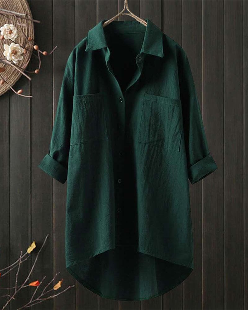 EB - Locker fallendes Blusenshirt in einer einfarbigen Farbe mit langen Ärmeln