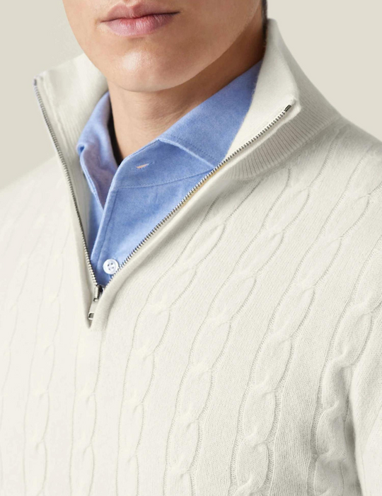 EB | Zopfstrickpullover mit Reißverschluss - Eleganter Business & Freizeitpullover