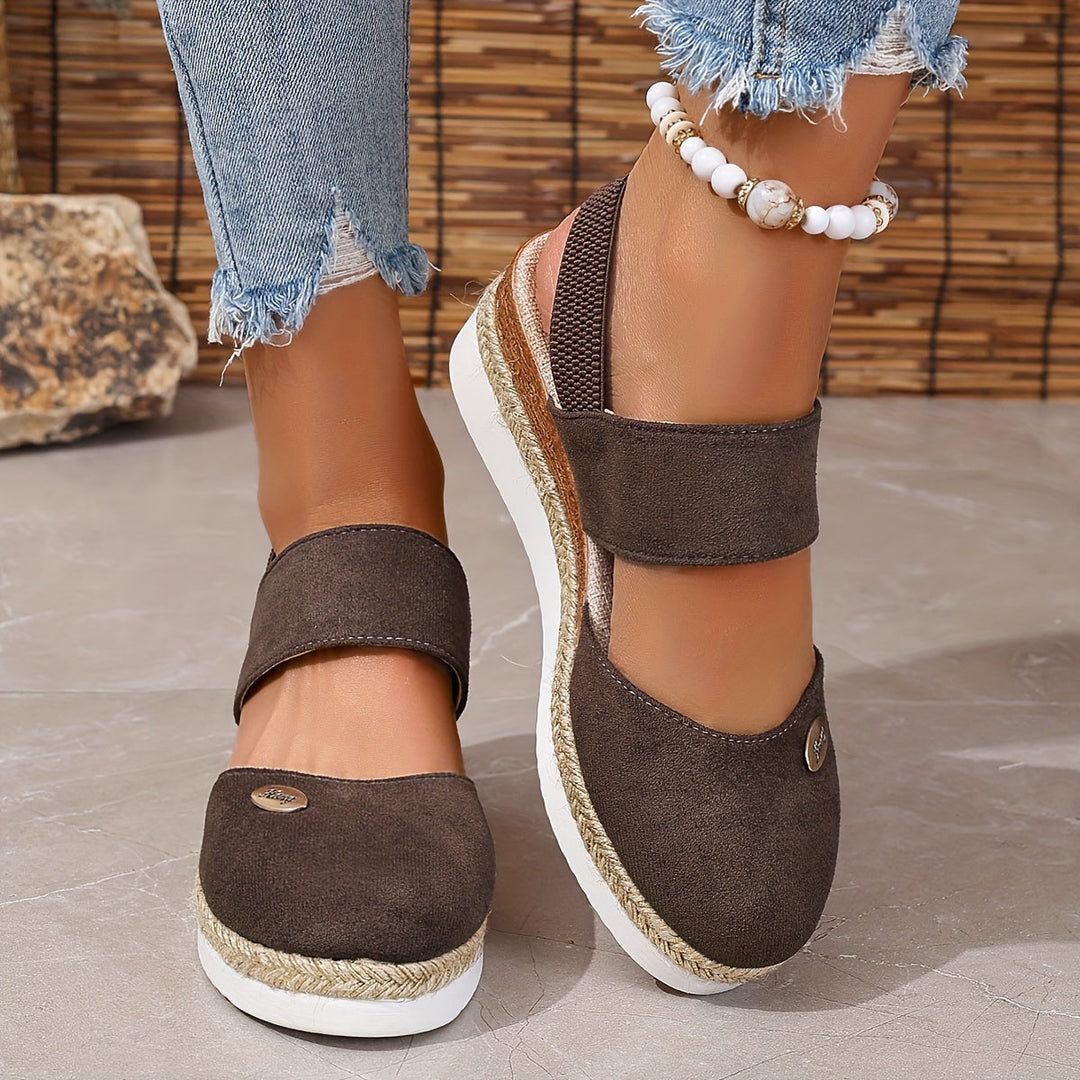 EB | Damen Sandalen Auf Plattform: Rutschfest, Geschlossene Zehe, Elastischer Riemen