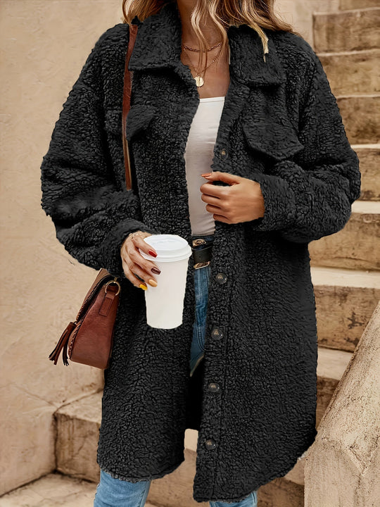 EB | Lange Jacke Im Sherpa-stil Polyester Warm und Stilvoll
