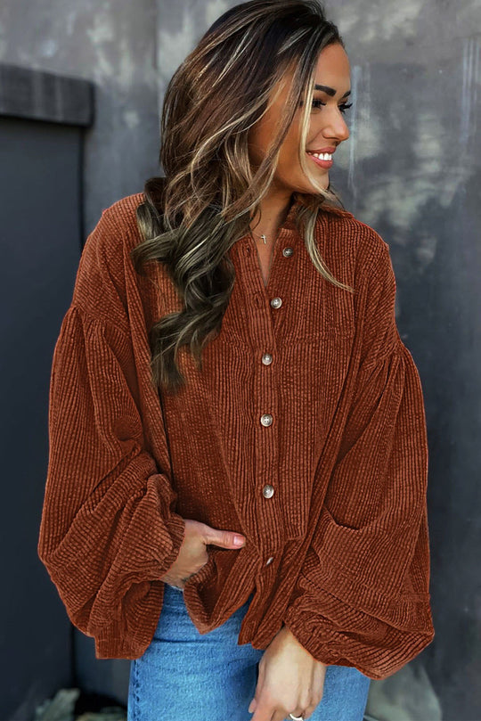 EB | Lockere Hemd Aus Cord Polyester Stilvoll und Bequem