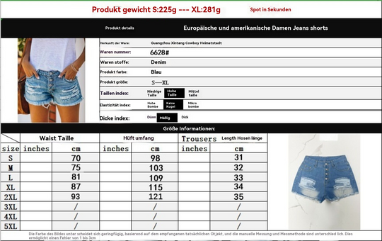 EB | Zerrissene Denim-Shorts mit hoher Taille und Fransen