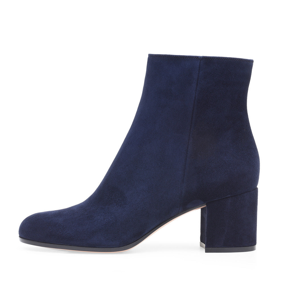 EB | Damen Chunky Heel Rund-Toe Mittel-Hügel Stiefel