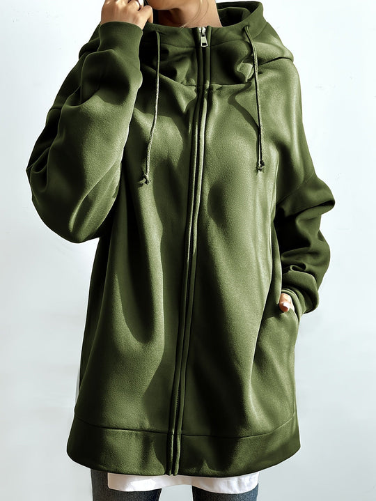 EB | Comfort - Extrem Bequemer Langer Zip-Up-Plüsch-Hoodie mit Kapuze für Damen