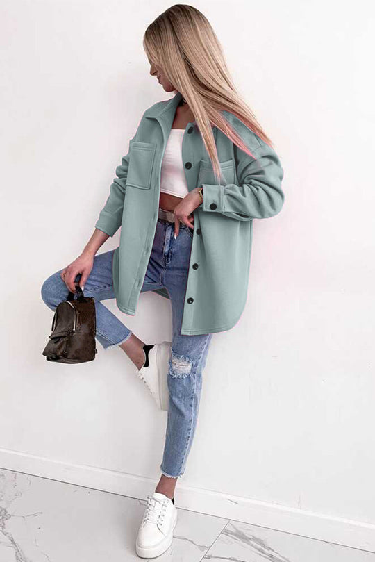 EB | Oversized Hemdbluse mit Großen Taschen Polyester Minimalistisch und Stilvoll