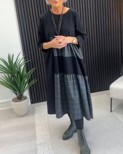 EB | Kleid mit Kariertem Patchwork und Tasche