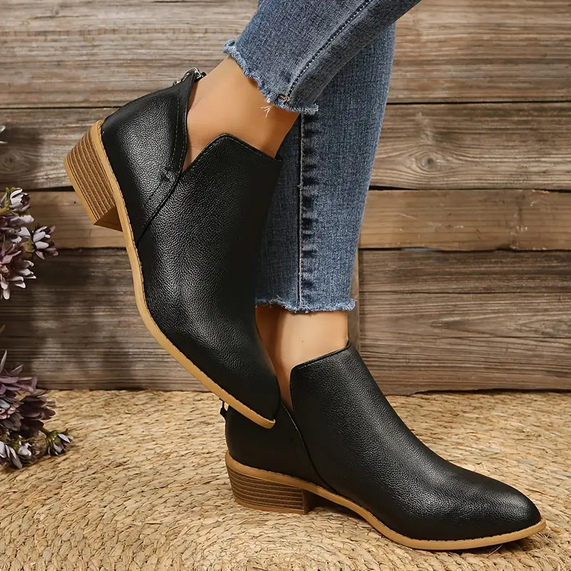 EB | V-Ausschnitt Chic Dicke Absatzstiefel für Damen