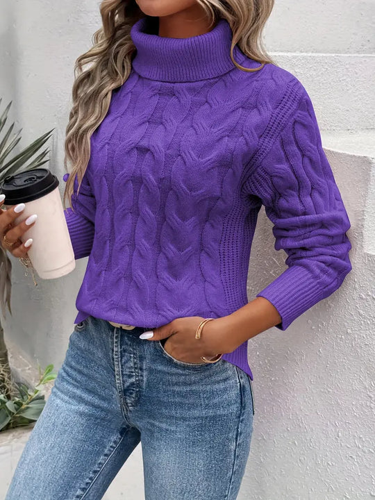 EB | Zopfmuster Rollkragenpullover Damen