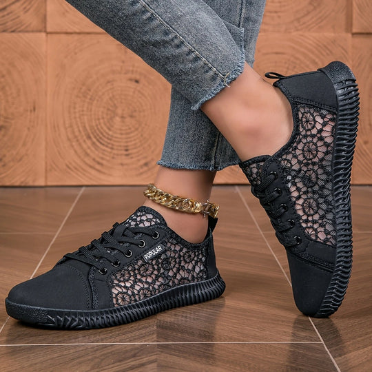 Sneakers mit floraler Spitze und atmungsaktivem Mesh-Futter EB EB
