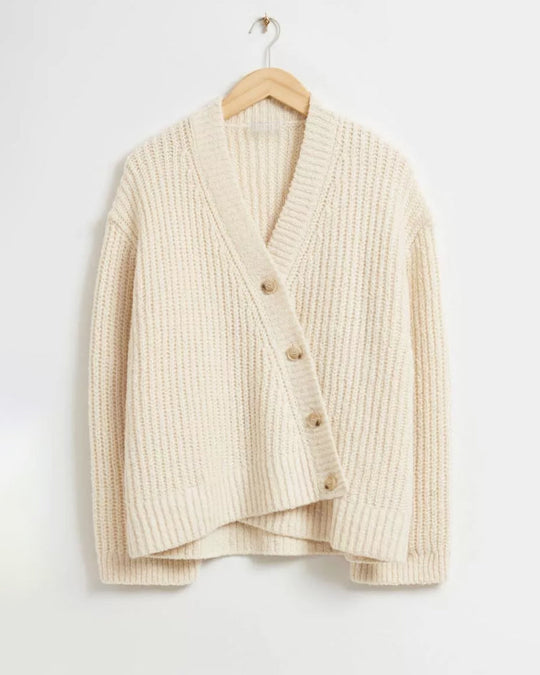 EB | Strickcardigan Oversized Fit V-Ausschnitt mit Knöpfen Soft und Bequem