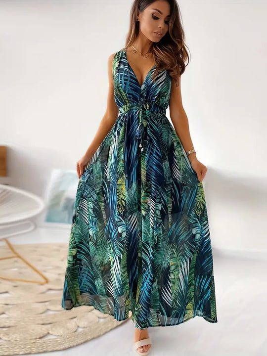 EB | Casual Boho Maxi-Kleid Mit Kordelzug