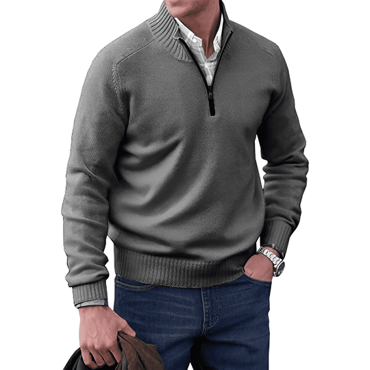 EB | Klassischer Halb-zip Pullover für Männer Baumwolle Komfortabel und Warm