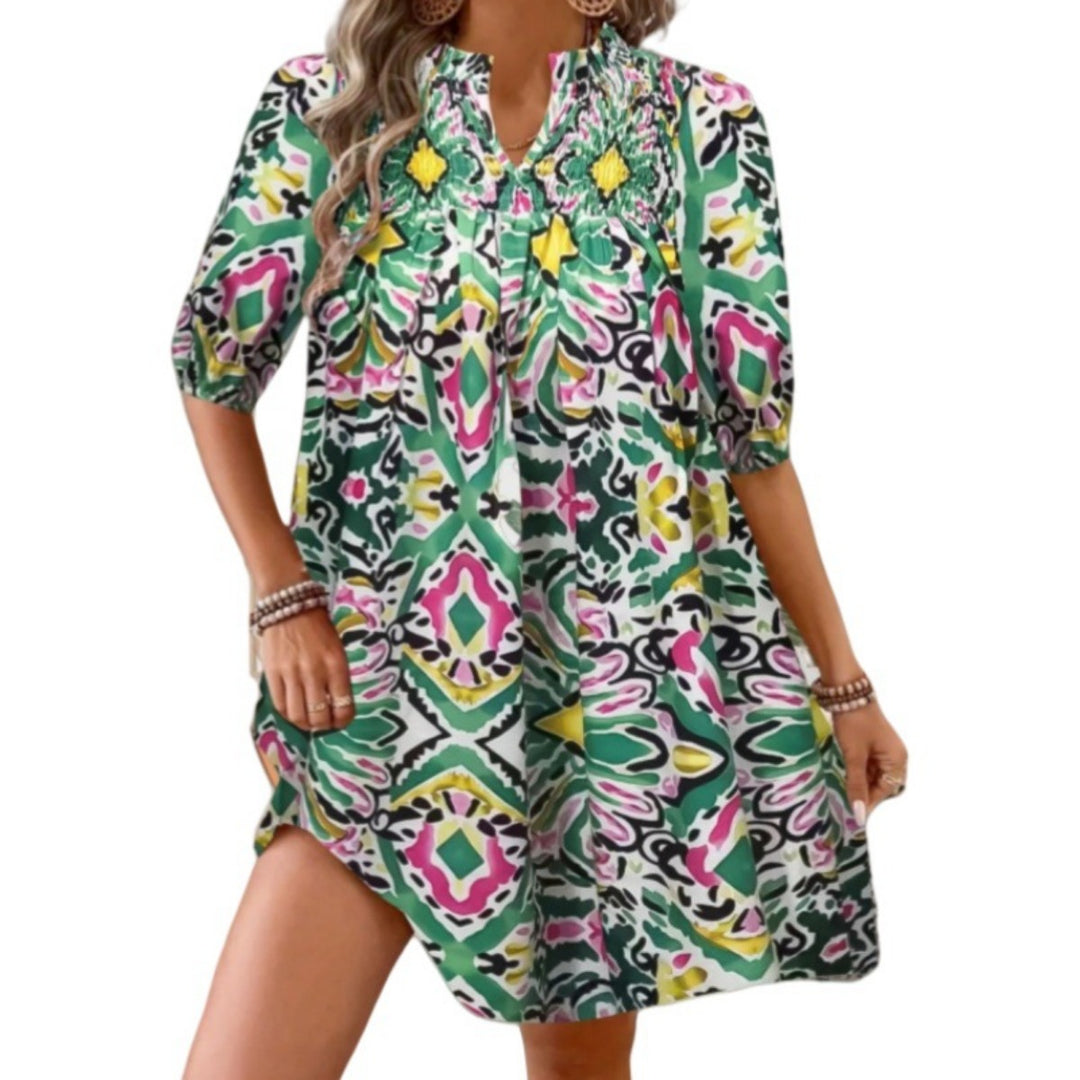 EB | Bohemian Women 's Fashion Bedrucktes Kleid mit V-Ausschnitt