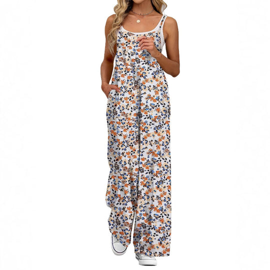 EB | Verstellbarer Schultergurt Druck lässig Hosenträger floral Jumpsuit