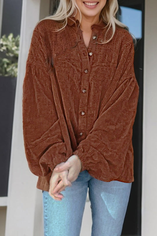 EB | Lockere Hemd Aus Cord Polyester Stilvoll und Bequem