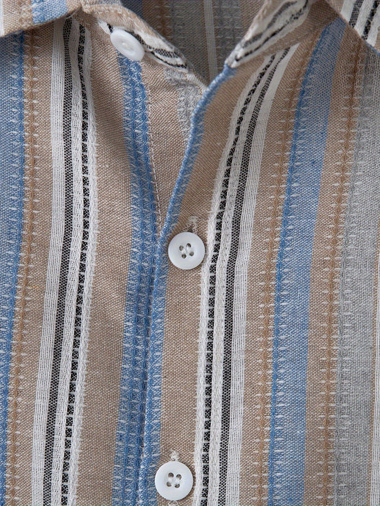 EB | Gestreiftes Baumwoll Leinen Herrenhemd für Entspannte Looks