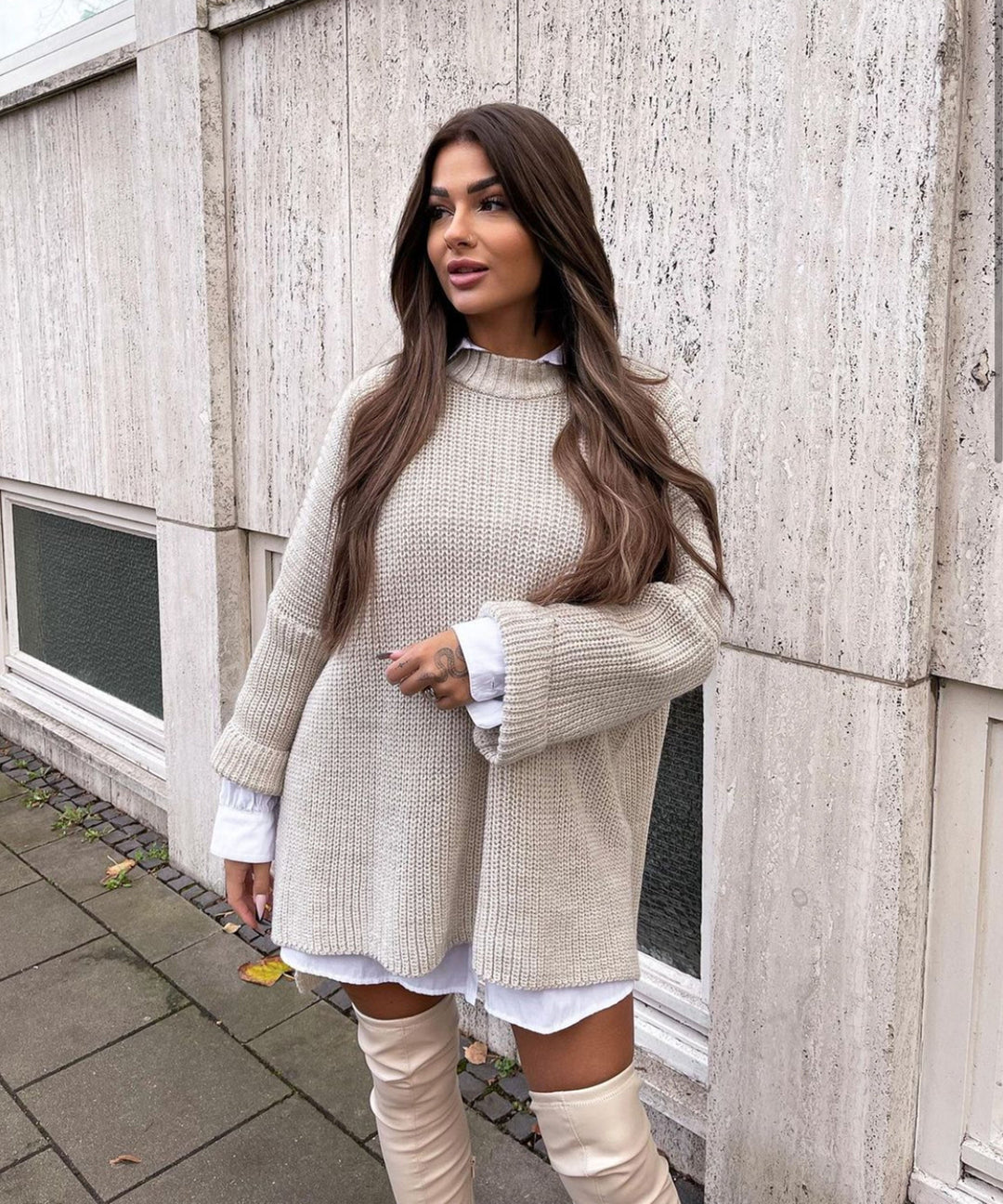 EB | Gemütlicher Oversized Strickpullover In Sanftem Beige