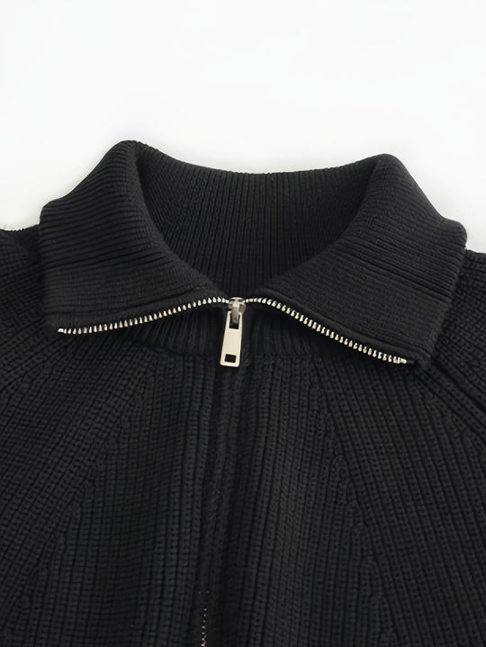 EB | Rippstrickpullover mit Hohem Kragen und Reißverschluss Baumwolle Elegant und Bequem
