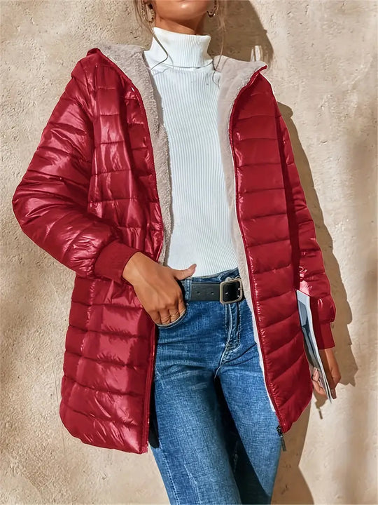 EB | Mittellange Kapuzen Steppjacke