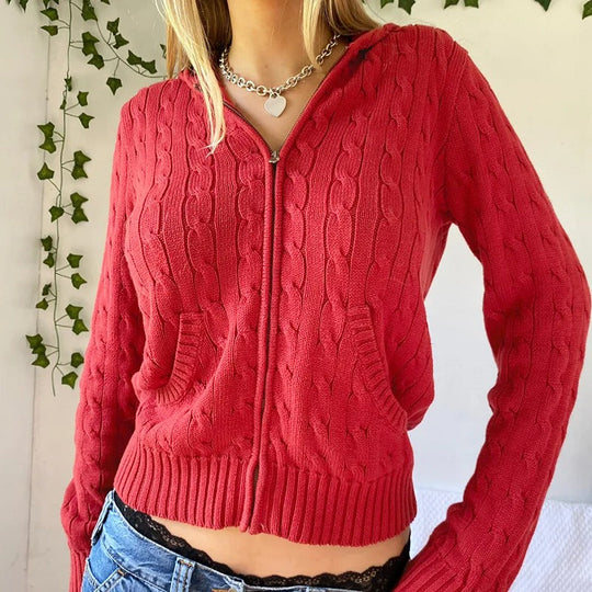 EB | Gemütlicher Kapuzenstrickcardigan mit Knopfleiste Vorne
