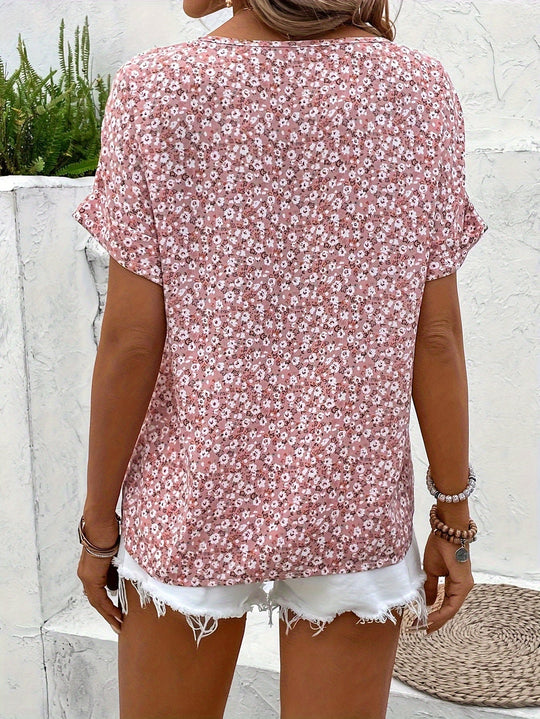 EB | Bluse mit Blumenmuster und Rundhalsausschnitt für Damen