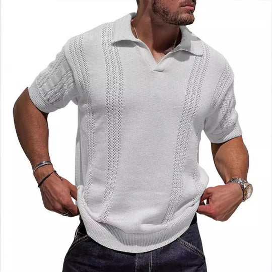 EB | Hohles POLO-Shirt mit V-Ausschnitt