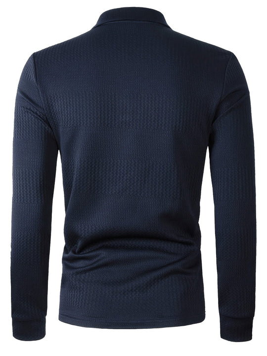 EB | Elegante Langärmelige Polo Texturiertes Design Stilvoll und Komfortabel