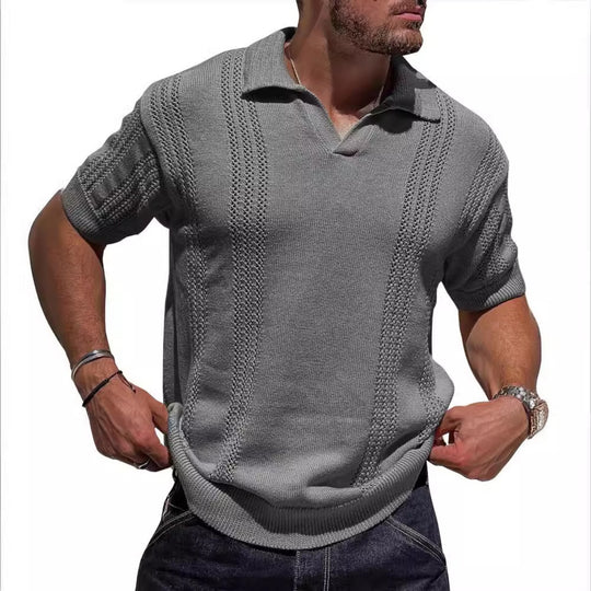 EB | Hohles POLO-Shirt mit V-Ausschnitt