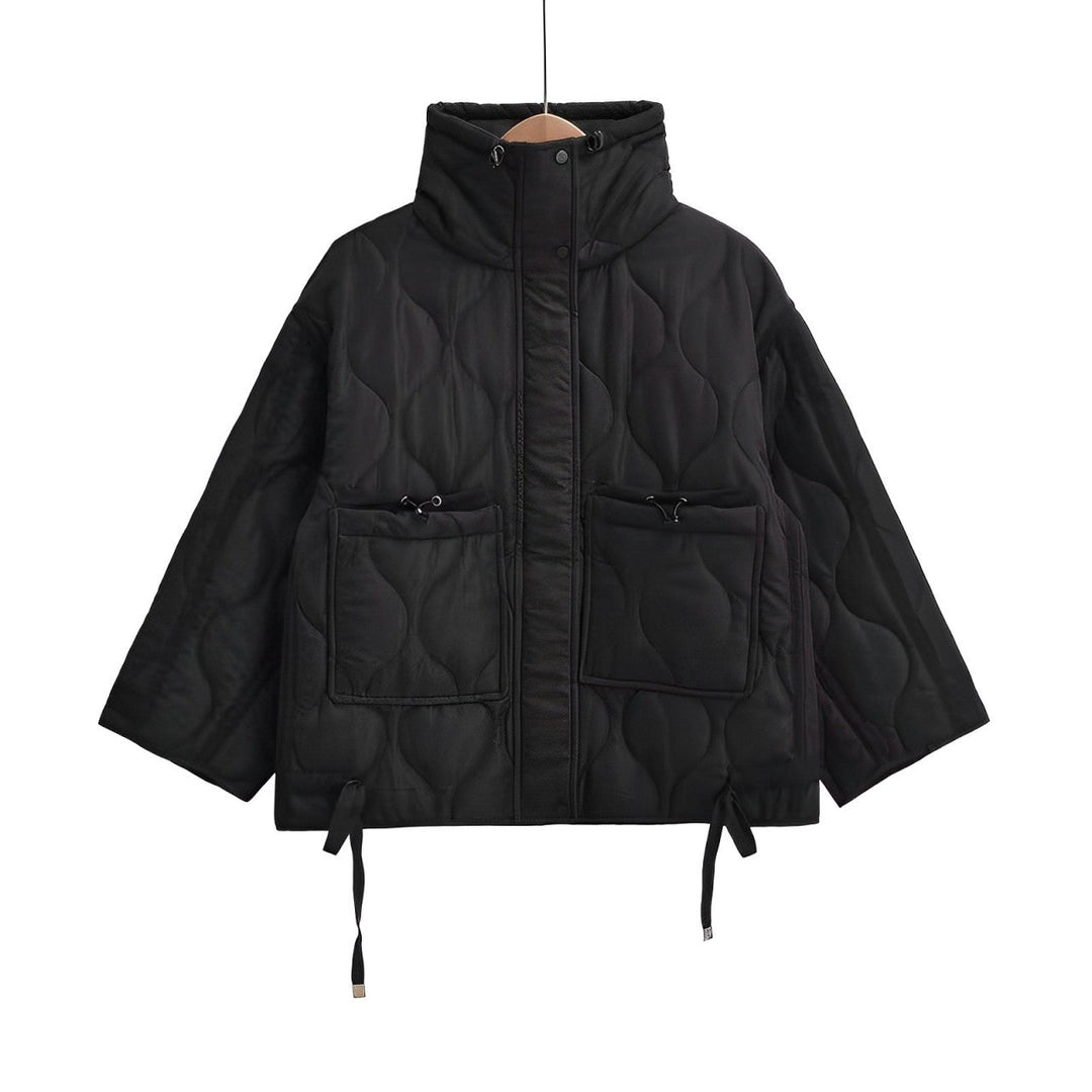 EB | Damen Hüftlange Baumwolljacke mit Stehkragen und Kordelzug