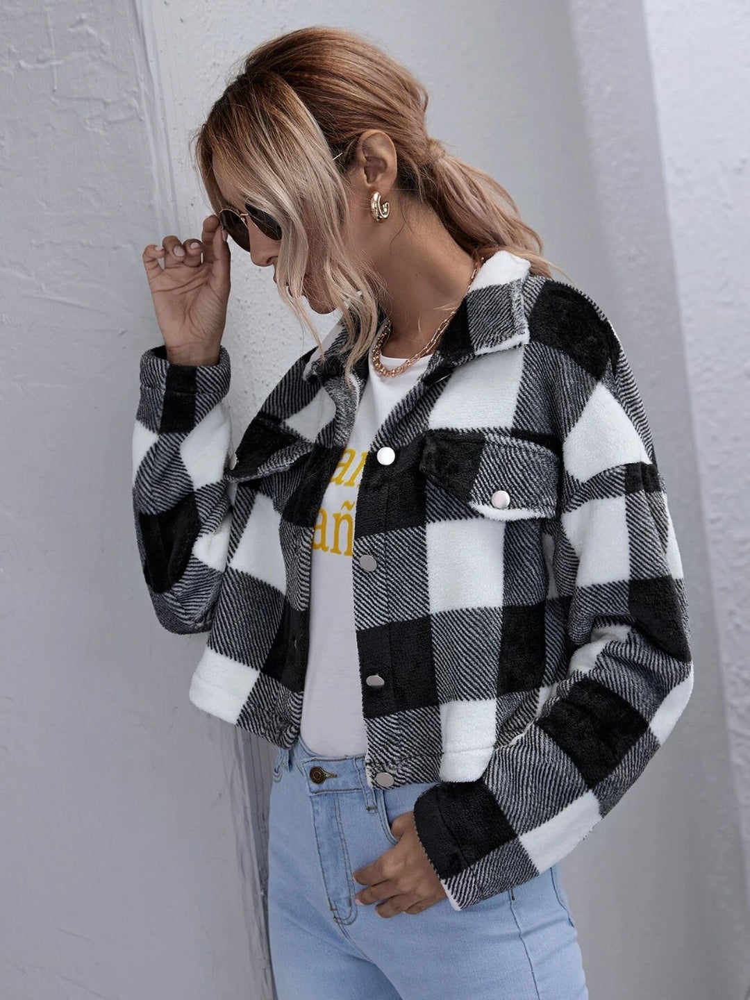 EB | Karierter Button-Down-Kragenjacke
