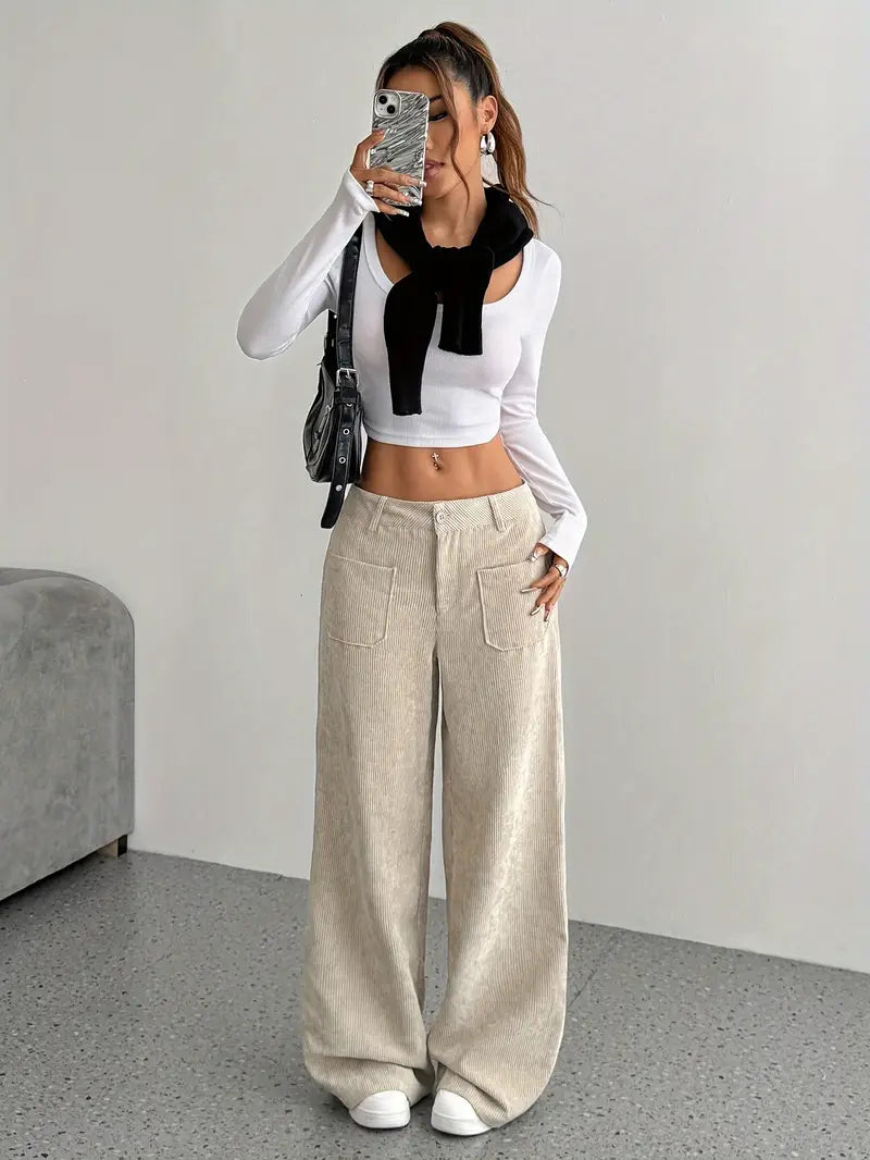 EB | Weite Cordhose für Damen Aus Baumwollmischung