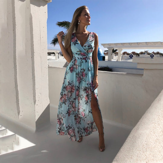 EB | Bedrucktes geteiltes Chiffonkleid
