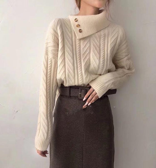 EB | Strickpullover mit Asymmetrischem Kragen Weich und Elegant Zeitloses Design