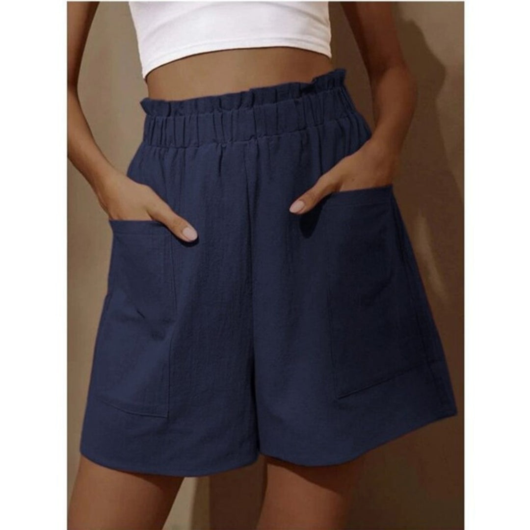 EB | Shorts aus Baumwolle und Leinen mit hoher Taille für Damen