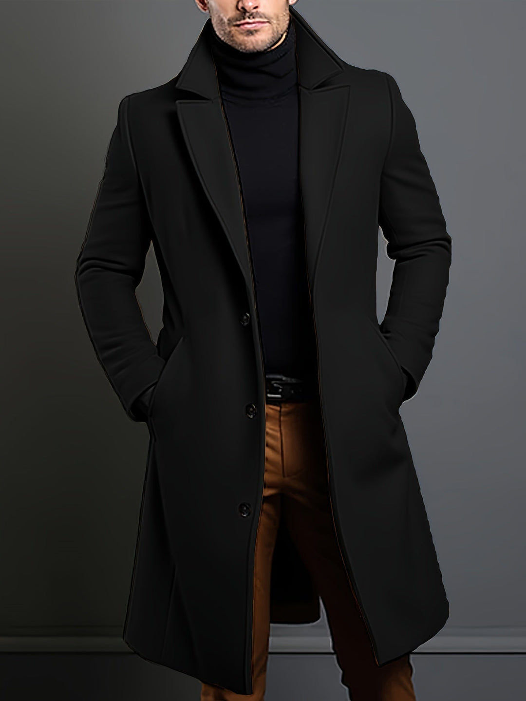 EB | Elegante Lange Jacke Polyester und Wolle Klassisch und Warm