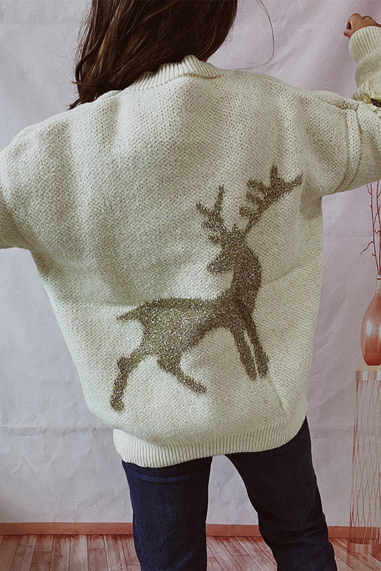 EB | Weihnachtsmuster Gestrickter Rundhalsausschnitt Langarmpullover