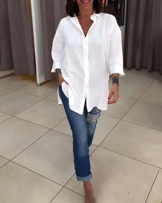 EB | Weiße Bluse Im Oversized Schnitt