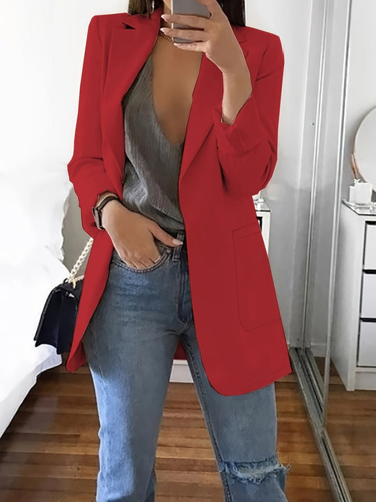 EB | Eleganter Einfarbiger Business-Blazer Mit Offener Vorderseite - Ideal Für Alle Jahreszeiten