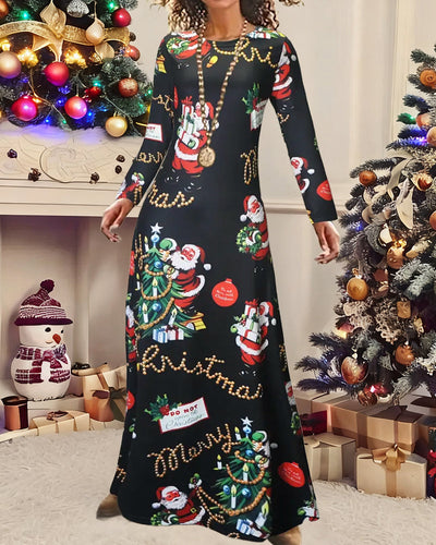 EB | Schlank Weihnachten Gedruckt Langarm