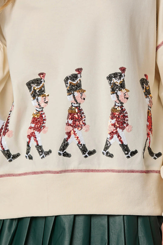 EB | Weihnachts Soldat Pailletten Langarm Freizeit Sweatshirt