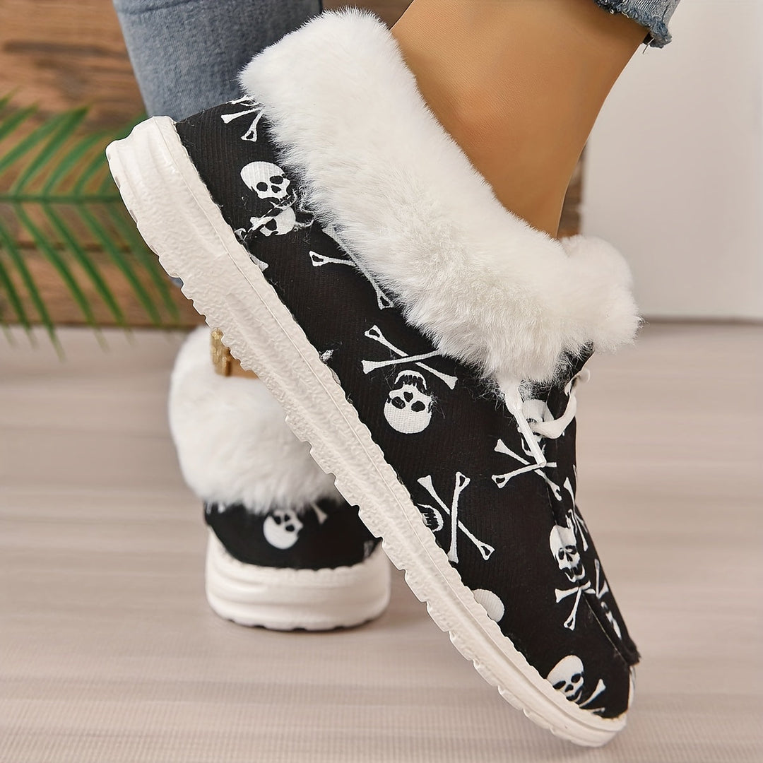 Schnürschuhe Mit Totenkopfdruck Und Plüschfutter Mia EB