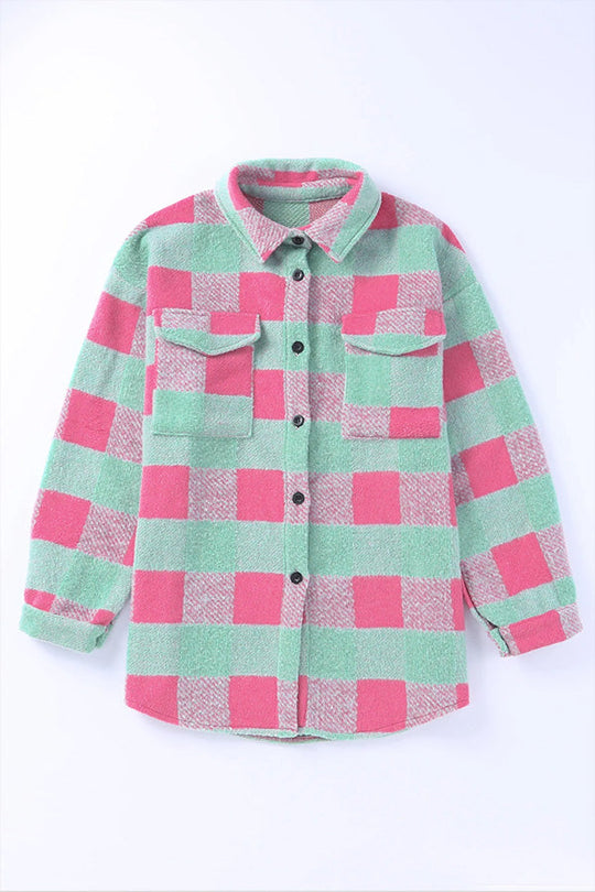 EB | Karo Farbblock Freizeit Übergroße Jacke