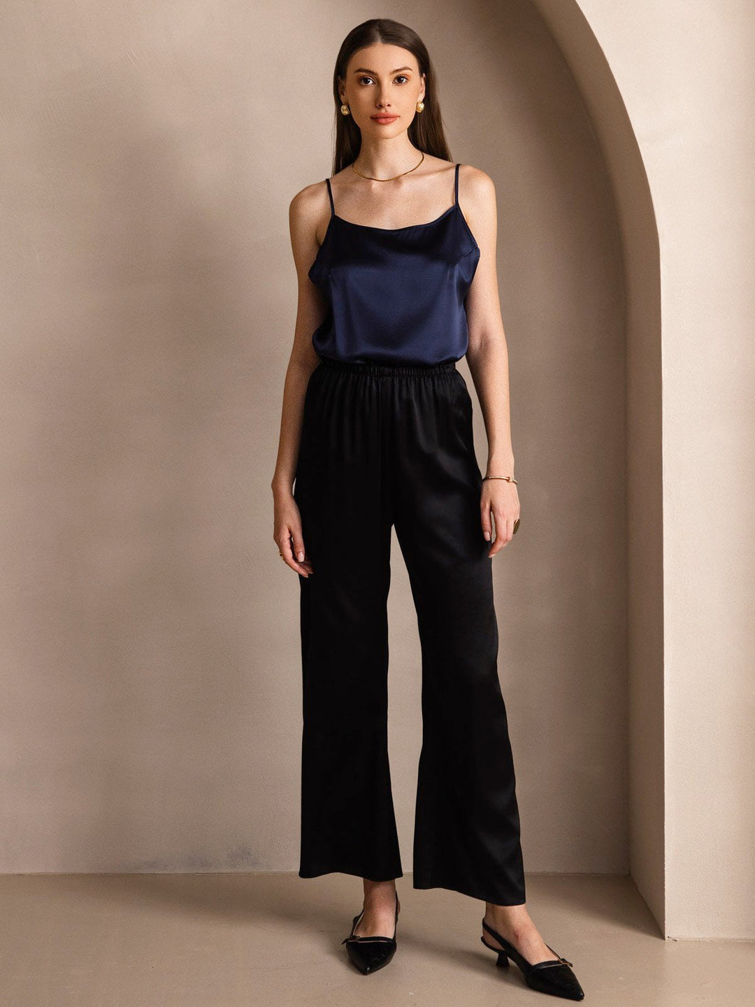 EB | Seide Entspannt Spaghettiträger Camisole Top