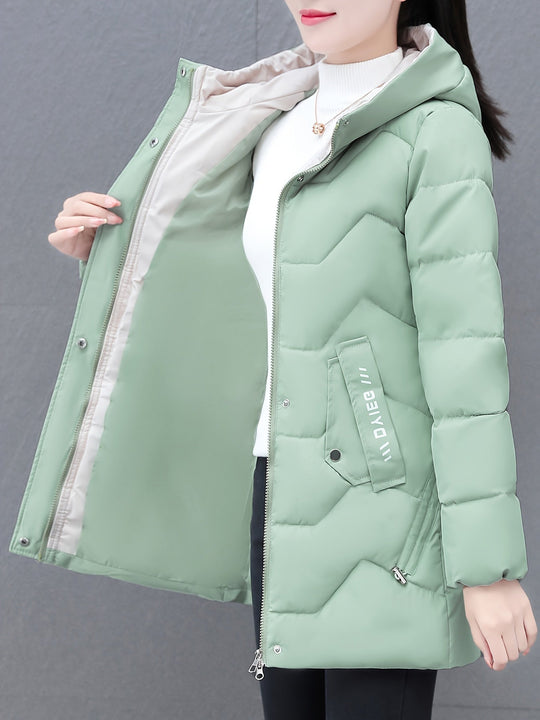 EB | Langes, lässiges Damen-Daunenjacke mit Kapuze