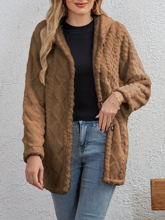 EB | Fluffy Kapuzenjacke mit Knöpfen Polyester Weich und Warm