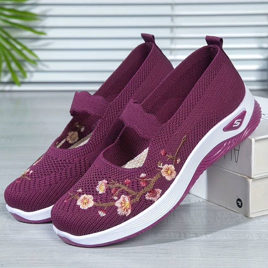 Orthopädische Florale Schwarze SlipOns EB