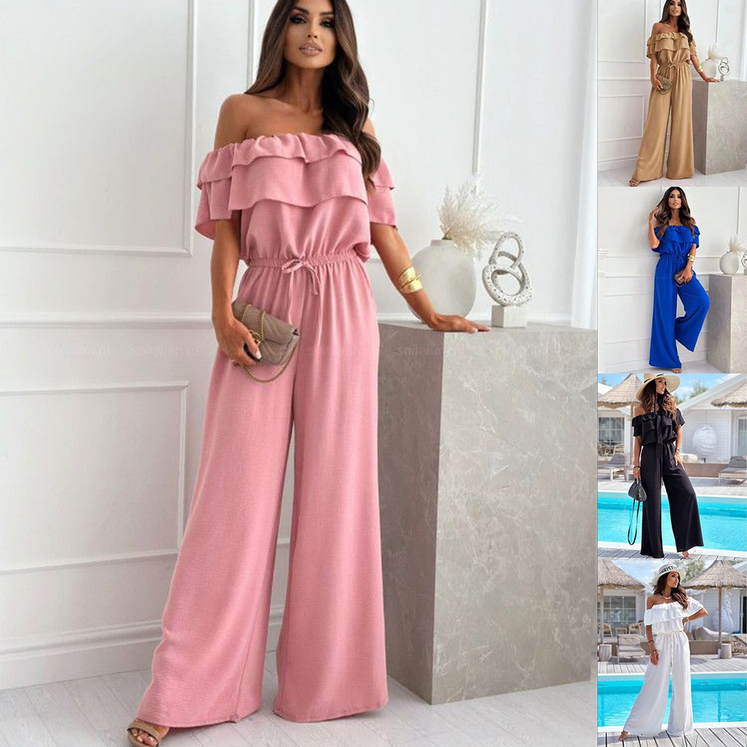 EB | Jumpsuit mit Rüschenrand und Schulter mit kurzen Ärmeln