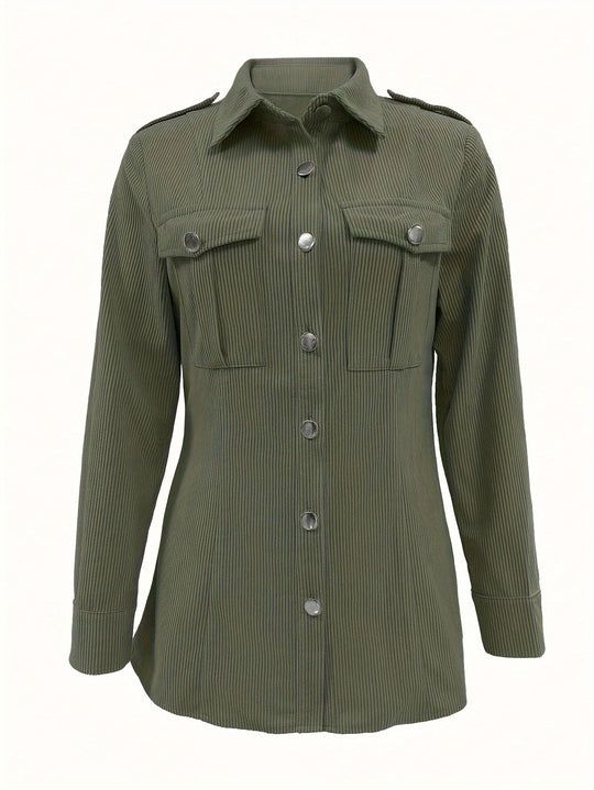 EB | Lete Jacke Aus Cord mit Druckknöpfen Polyester Lässig und Trendy
