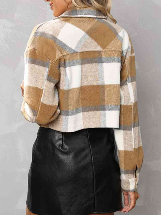 EB | Karierte Kragenknopf Jacke