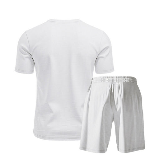 EB | Waffel-Kurzarm-Shorts Zweiteiliges Set